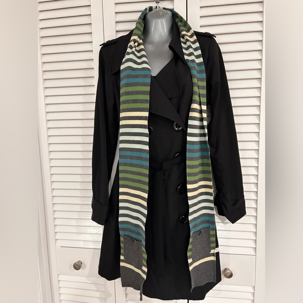 Ann Taylor Loft scarf- slim and Long with pockets on each end -  striped pattern